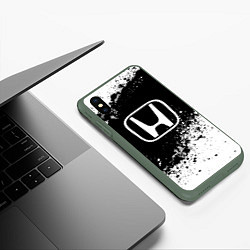 Чехол iPhone XS Max матовый Honda: Black Spray, цвет: 3D-темно-зеленый — фото 2