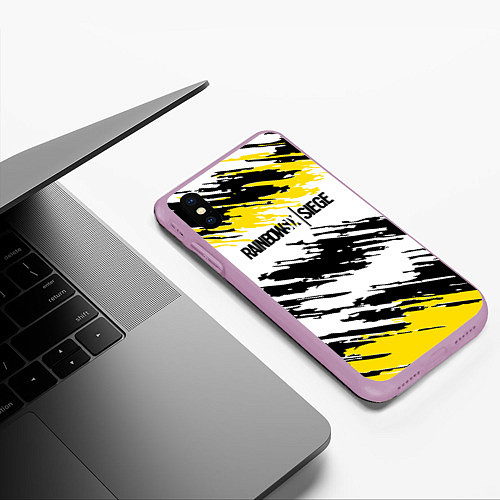 Чехол iPhone XS Max матовый Rainbow Six Siege: Yellow / 3D-Сиреневый – фото 3
