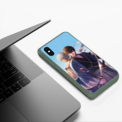 Чехол iPhone XS Max матовый Gintama, цвет: 3D-темно-зеленый — фото 2