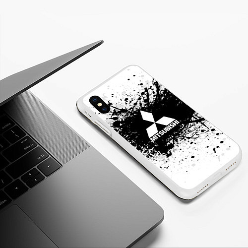 Чехол iPhone XS Max матовый Mitsubishi: Black Spray / 3D-Белый – фото 3