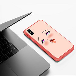 Чехол iPhone XS Max матовый Ahegao Face, цвет: 3D-красный — фото 2