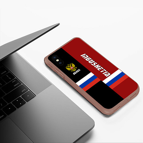 Чехол iPhone XS Max матовый Ingushetia, Russia / 3D-Коричневый – фото 3