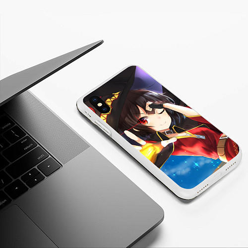 Чехол iPhone XS Max матовый Megumin / 3D-Белый – фото 3