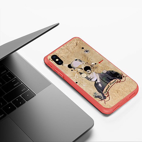 Чехол iPhone XS Max матовый Зигмунд Фрейд / 3D-Красный – фото 3