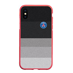 Чехол iPhone XS Max матовый ФК ПСЖ: Серый стиль, цвет: 3D-красный