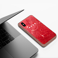 Чехол iPhone XS Max матовый Мясо 100%, цвет: 3D-коричневый — фото 2
