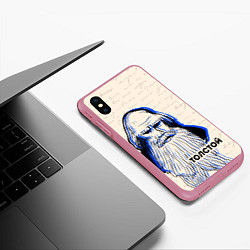 Чехол iPhone XS Max матовый Лев Толстой, цвет: 3D-малиновый — фото 2