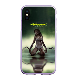 Чехол iPhone XS Max матовый Cyberpunk 2077: Dark Blood, цвет: 3D-светло-сиреневый