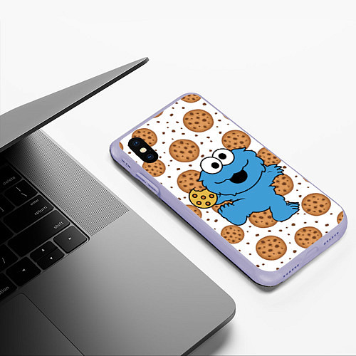 Чехол iPhone XS Max матовый Cookie Monster / 3D-Светло-сиреневый – фото 3