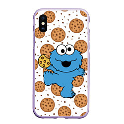 Чехол iPhone XS Max матовый Cookie Monster, цвет: 3D-светло-сиреневый