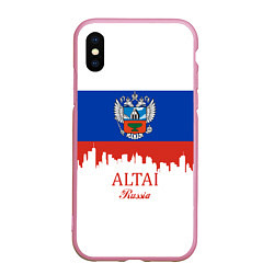 Чехол iPhone XS Max матовый Altai: Russia, цвет: 3D-розовый