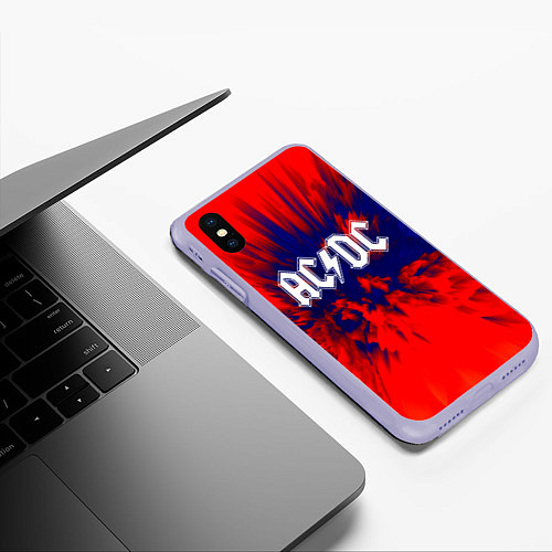 Чехол iPhone XS Max матовый AC/DC: Red & Blue / 3D-Светло-сиреневый – фото 3