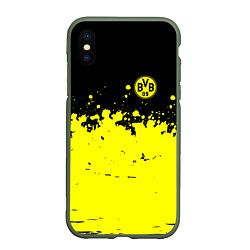 Чехол iPhone XS Max матовый FC Borussia Sport, цвет: 3D-темно-зеленый