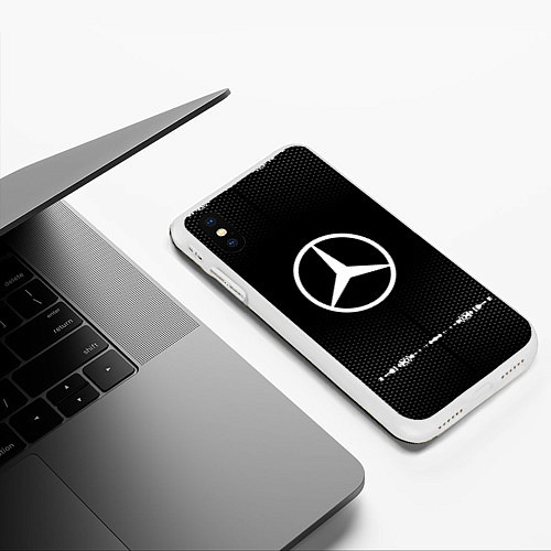 Чехол iPhone XS Max матовый Mercedes: Black Abstract / 3D-Белый – фото 3