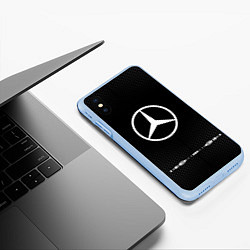 Чехол iPhone XS Max матовый Mercedes: Black Abstract, цвет: 3D-голубой — фото 2