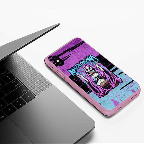 Чехол iPhone XS Max матовый Asking Alexandria: Purple Death / 3D-Розовый – фото 3