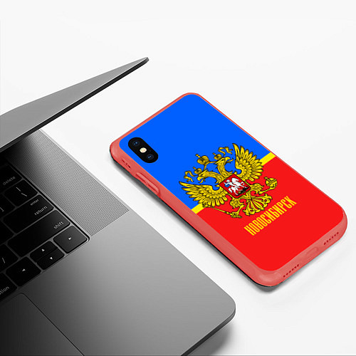 Чехол iPhone XS Max матовый Новосибирск: Россия / 3D-Красный – фото 3