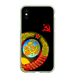 Чехол iPhone XS Max матовый Герб СССР, цвет: 3D-салатовый