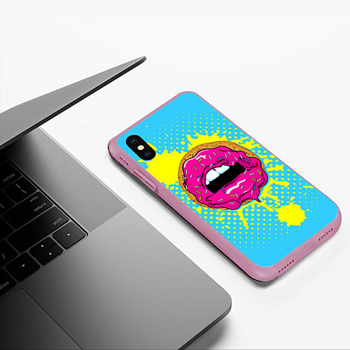 Чехол iPhone XS Max матовый Donut Lips / 3D-Розовый – фото 3