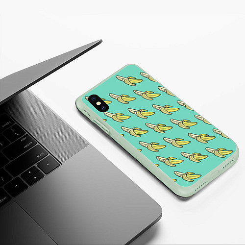 Чехол iPhone XS Max матовый Любитель бананов / 3D-Салатовый – фото 3