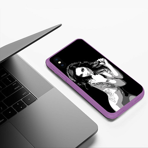 Чехол iPhone XS Max матовый Sexy Girl: Black & White / 3D-Фиолетовый – фото 3