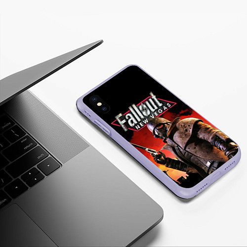 Чехол iPhone XS Max матовый Fallout: New Vegas / 3D-Светло-сиреневый – фото 3