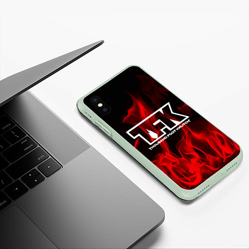 Чехол iPhone XS Max матовый Thousand Foot Krutch: Red Flame / 3D-Салатовый – фото 3