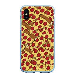 Чехол iPhone XS Max матовый Любитель пиццы, цвет: 3D-голубой