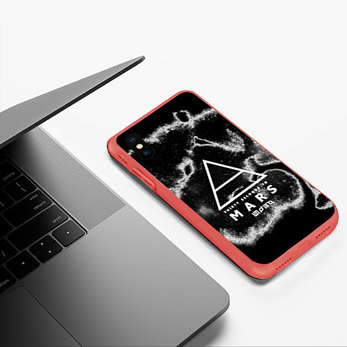 Чехол iPhone XS Max матовый 30 STM: Dark Wave / 3D-Красный – фото 3