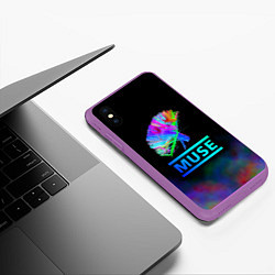 Чехол iPhone XS Max матовый Muse: Neon Flower, цвет: 3D-фиолетовый — фото 2