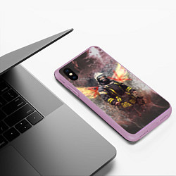 Чехол iPhone XS Max матовый Пожарный ангел, цвет: 3D-сиреневый — фото 2