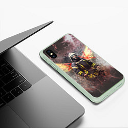 Чехол iPhone XS Max матовый Пожарный ангел, цвет: 3D-салатовый — фото 2