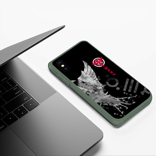 Чехол iPhone XS Max матовый 30 STM: Grey Bird / 3D-Темно-зеленый – фото 3