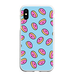 Чехол iPhone XS Max матовый Стиль пончиков, цвет: 3D-белый
