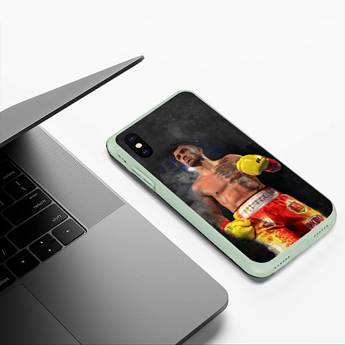 Чехол iPhone XS Max матовый Vasyl Lomachenko / 3D-Салатовый – фото 3