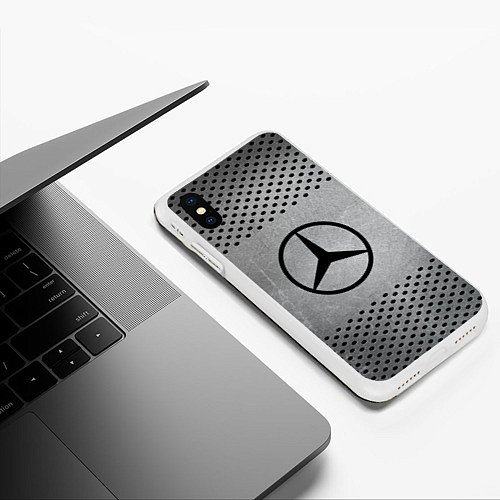 Чехол iPhone XS Max матовый Mercedes-Benz: Hardened Steel / 3D-Белый – фото 3