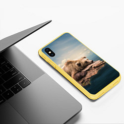 Чехол iPhone XS Max матовый Грустный медведь, цвет: 3D-желтый — фото 2