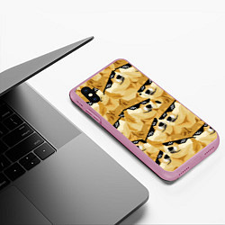 Чехол iPhone XS Max матовый Doge: Deal with it, цвет: 3D-розовый — фото 2