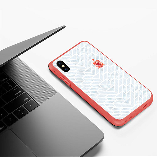 Чехол iPhone XS Max матовый Сборная Испании: Гостевая ЧМ-2018 / 3D-Красный – фото 3