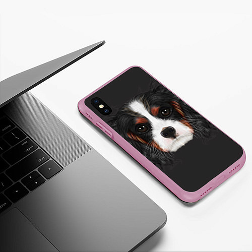 Чехол iPhone XS Max матовый Cavalier King Charles / 3D-Розовый – фото 3