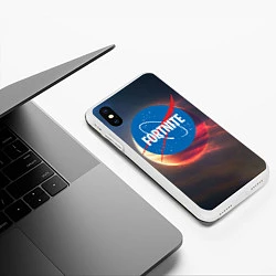 Чехол iPhone XS Max матовый Fortnite NASA, цвет: 3D-белый — фото 2