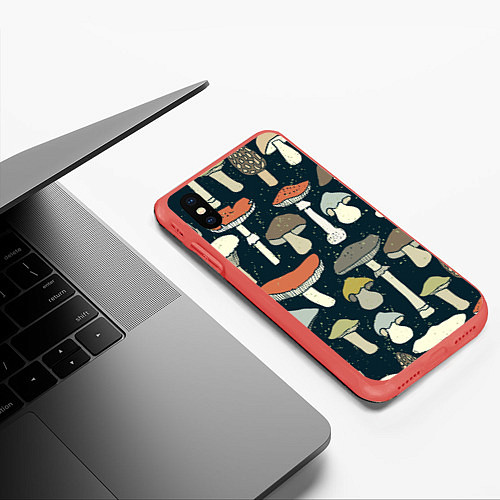 Чехол iPhone XS Max матовый Грибной лес / 3D-Красный – фото 3