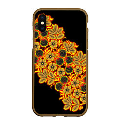 Чехол iPhone XS Max матовый Славянская роспись, цвет: 3D-коричневый
