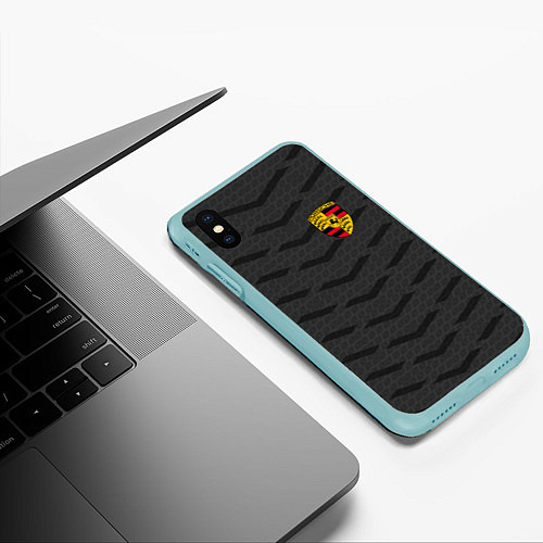 Чехол iPhone XS Max матовый Porsche: Grey Sport / 3D-Мятный – фото 3