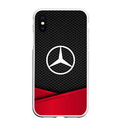Чехол iPhone XS Max матовый Mercedes Benz: Grey Carbon, цвет: 3D-белый