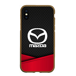 Чехол iPhone XS Max матовый Mazda: Grey Carbon, цвет: 3D-коричневый