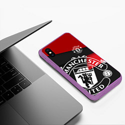 Чехол iPhone XS Max матовый FC Man United: Exclusive, цвет: 3D-фиолетовый — фото 2