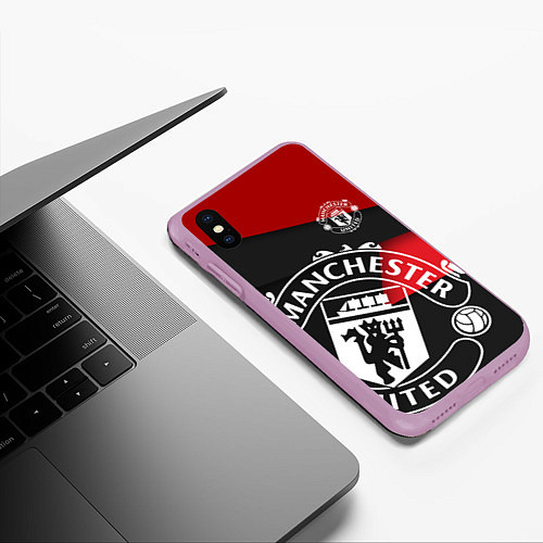 Чехол iPhone XS Max матовый FC Man United: Exclusive / 3D-Сиреневый – фото 3