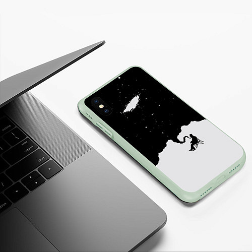 Чехол iPhone XS Max матовый Космический дым / 3D-Салатовый – фото 3