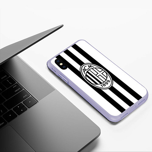 Чехол iPhone XS Max матовый AC Milan: Black & White / 3D-Светло-сиреневый – фото 3